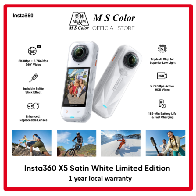 [🔥 LIMITED ED | READY STOCK + FREE GIFT] Insta360 X5 Satin White | The Smartest, Toughest 360° Camera Ever Made